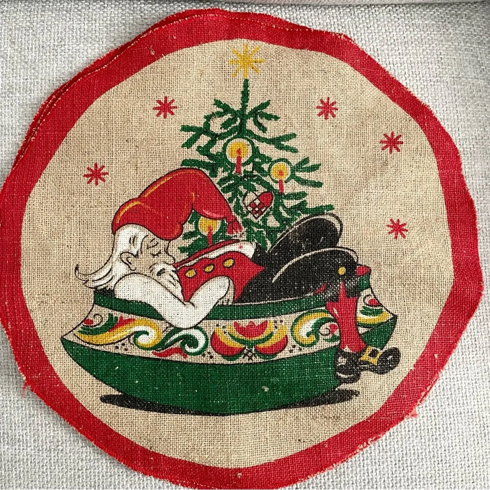 SET of 3 Vintage Nordic Burlap Holiday Placemats